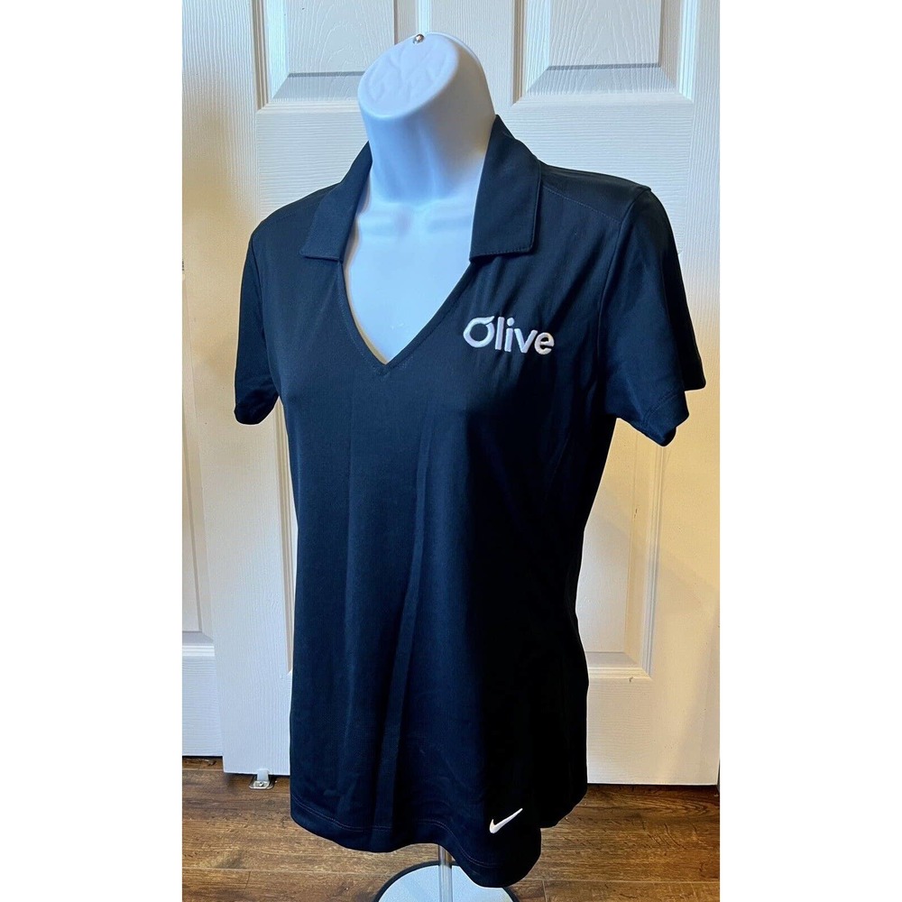 NWT Nike Golf Womens Dri-FIT Vertical Mesh Polo Shirt Small Black Embroider Logo